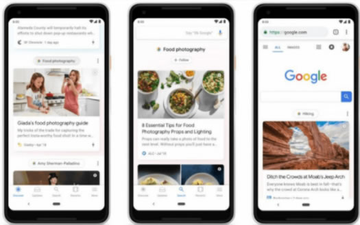 谷歌移動端頁面增加Discover新功能